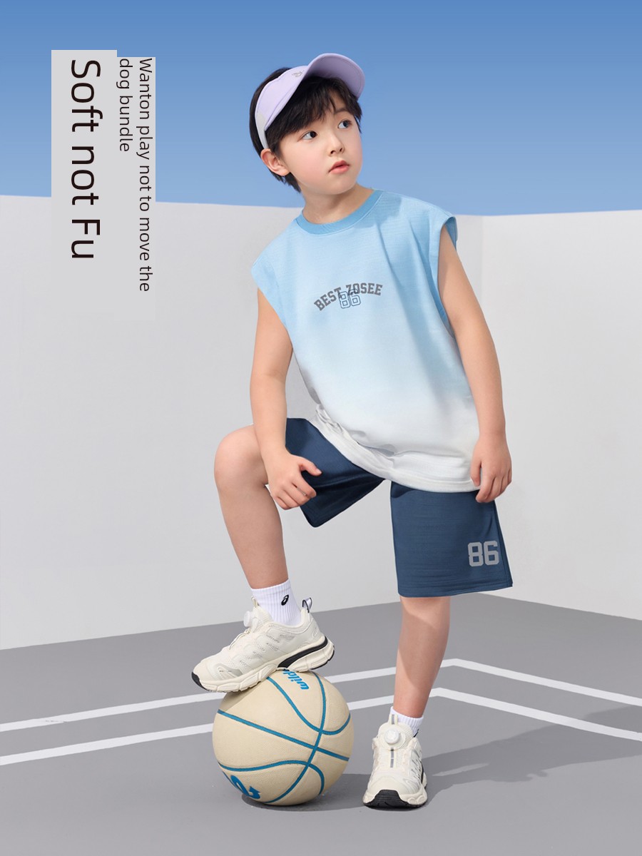 Zuoxi Children's Clothing Boys' Quick-Dry Set Children's Sports Vest and Shorts Two-Piece Mesh Summer Outfit 2026 New Trendy Style — 3