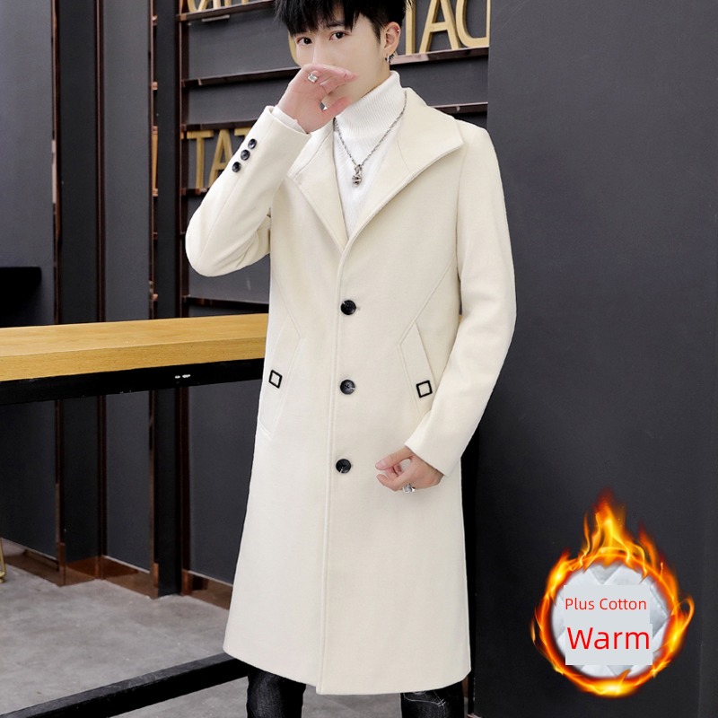 Over the knee Autumn and winter Chaopai Medium and long term woolen overcoat