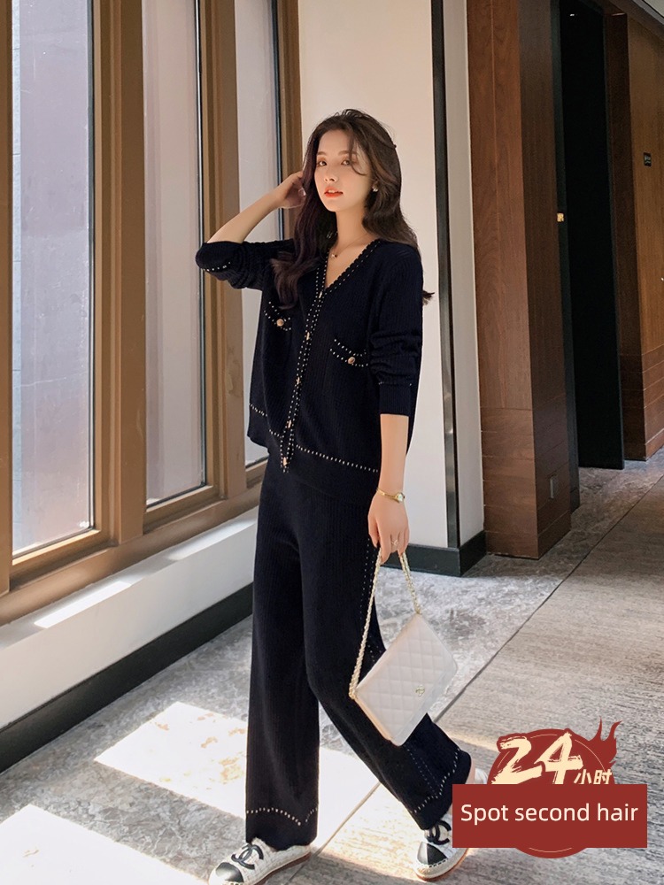Blue language Slightly fat mm temperament Broad leg Cover your belly Show thin sweater