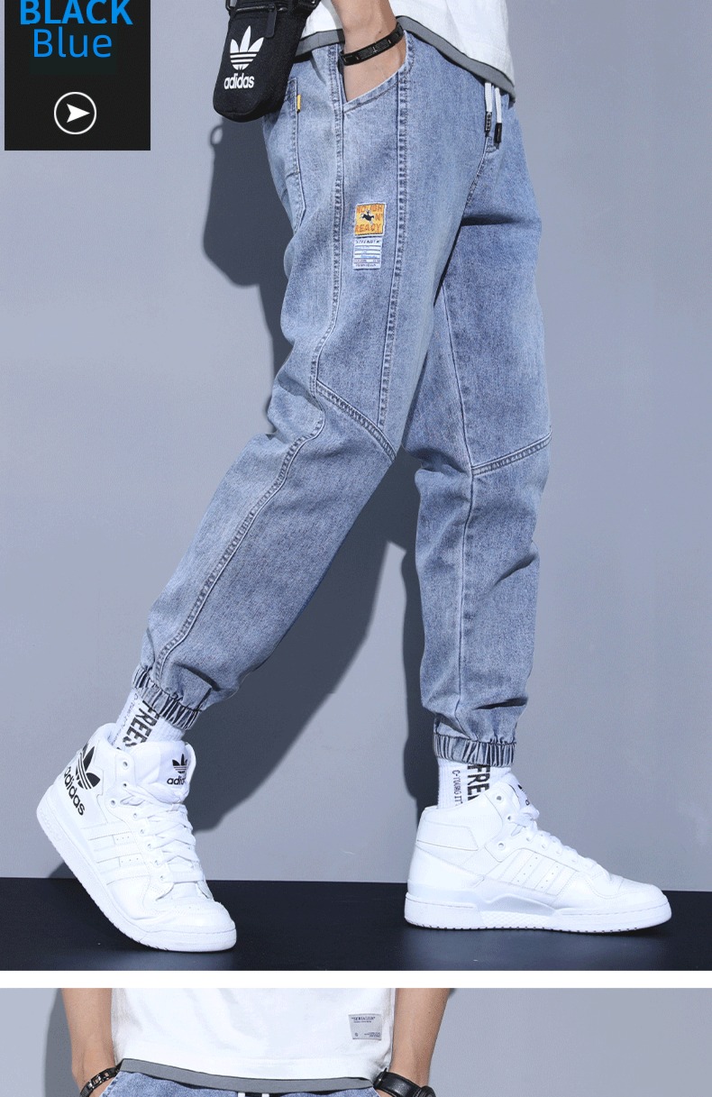 Senma autumn work clothes schoolboy Nine points Denim pants