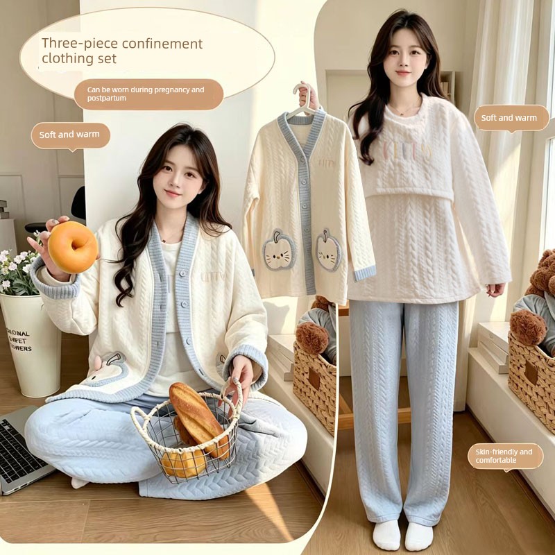 Postpartum Clothing Spring and Autumn Maternity Home Wear Set Plus Size Nursing Pajamas for Pregnant Women Summer — 5
