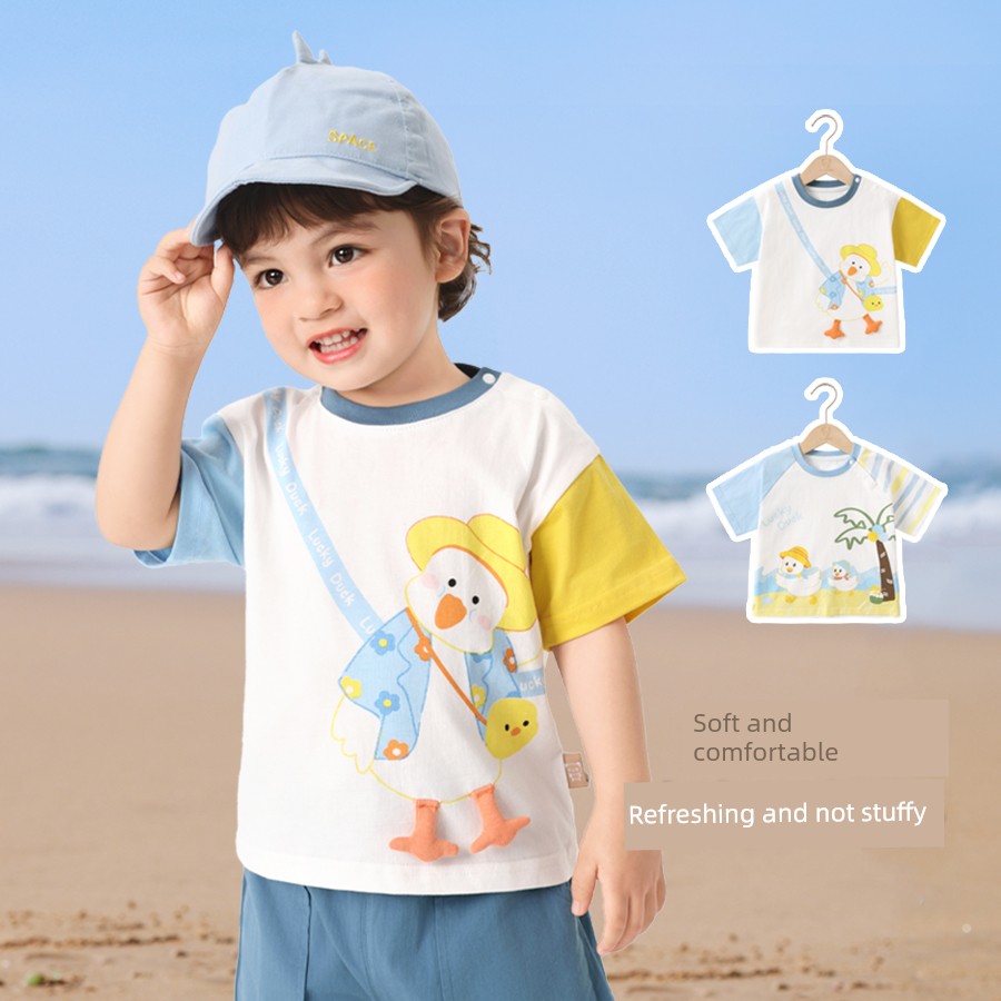 [Short Sleeve Clearance] Children's Short Sleeve T-Shirt Summer Trendy Brand Simple Cartoon Fashion Brand Kids' Clothing Baby Half Sleeve — 2