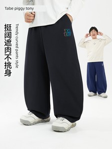 Little Pig Tony Fat Boy Pants Autumn 2026 New Style Big Boy Curved Pants Oversized Sports Pants Teenage Long Pants