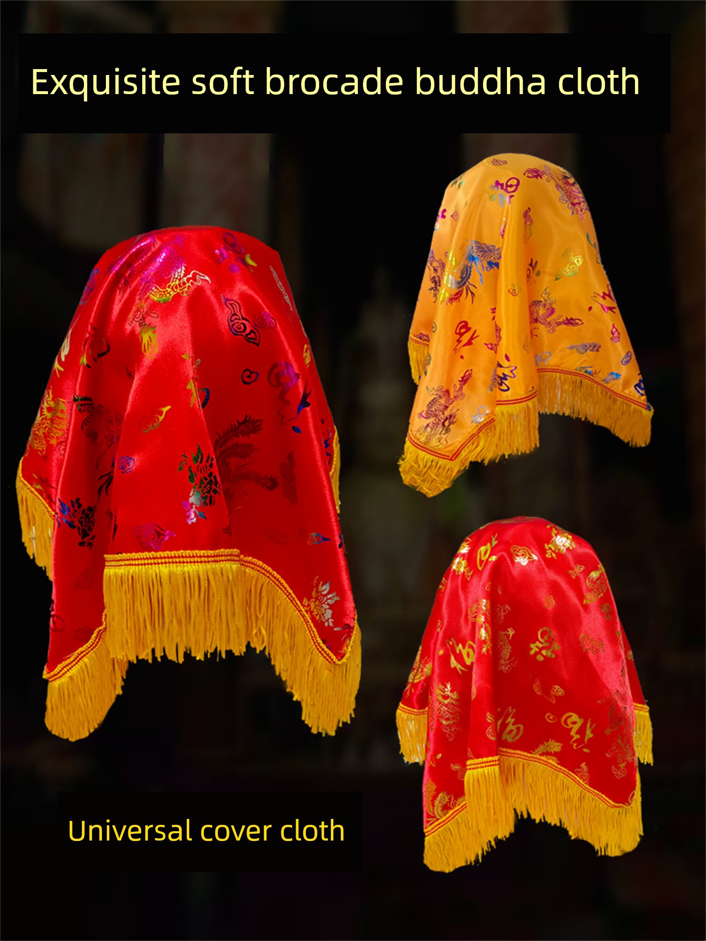 Moving Red Cloth to Cover Buddha Statues, Yellow Cloth for Decorating Buddhist Halls, Offering Cloth to Cover Buddha Statues, Cloth to Cover Scriptures