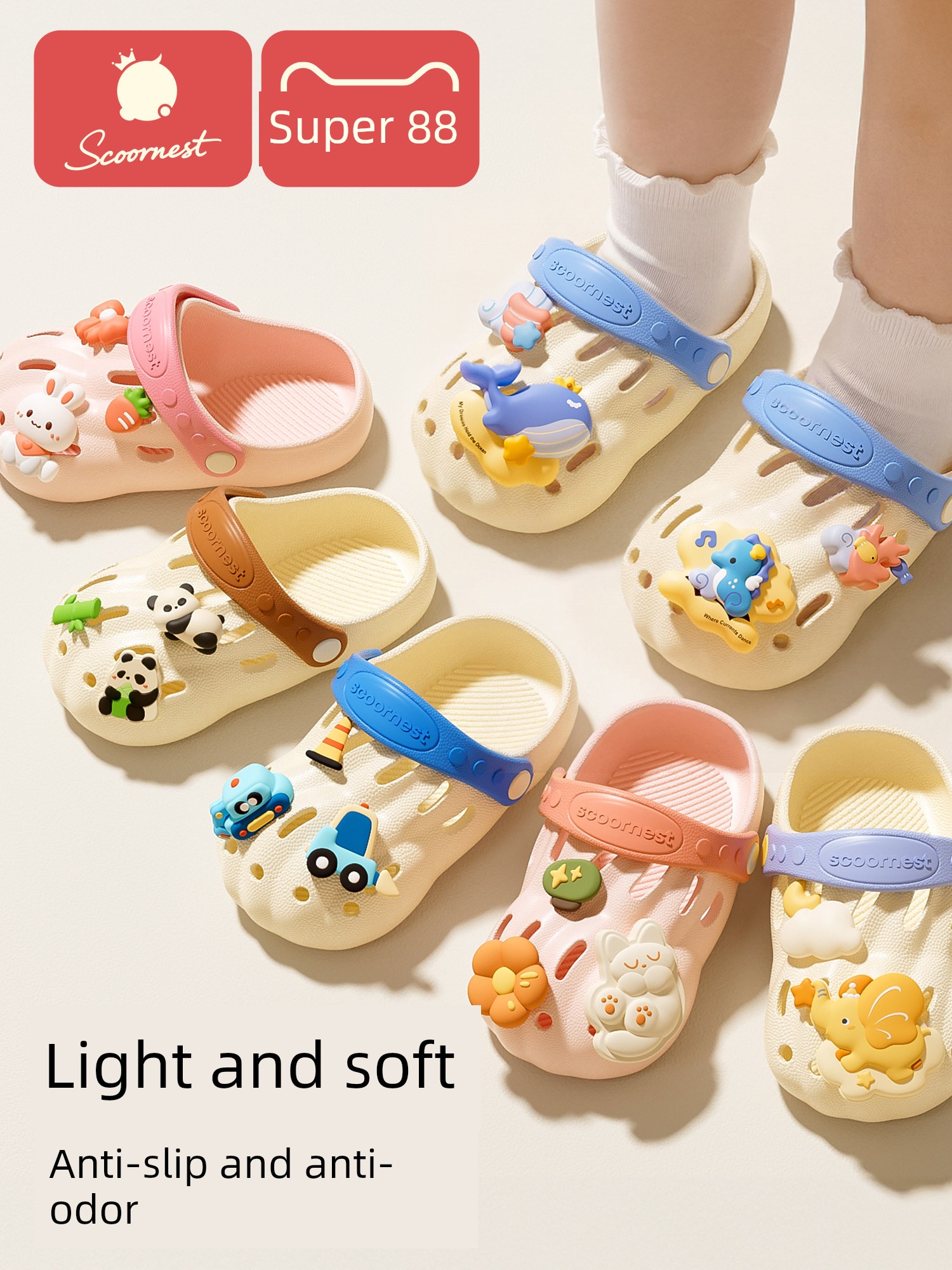 Kechao Kidsren's Clogs Summer Boys' Sandals Indoor Home Bathing Baby Beach Slippers Non-Slip Girls' Slippers