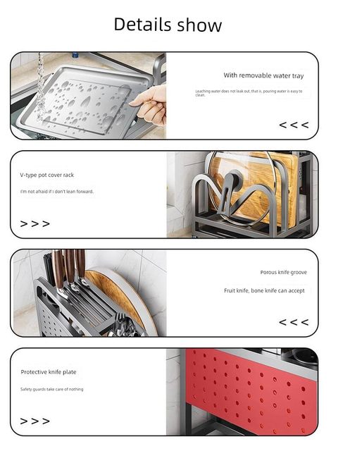 2024 thickened stainless steel kitchen knife stand storage rack cutting board tool multi-function chopstick barrel integrated storage placement
