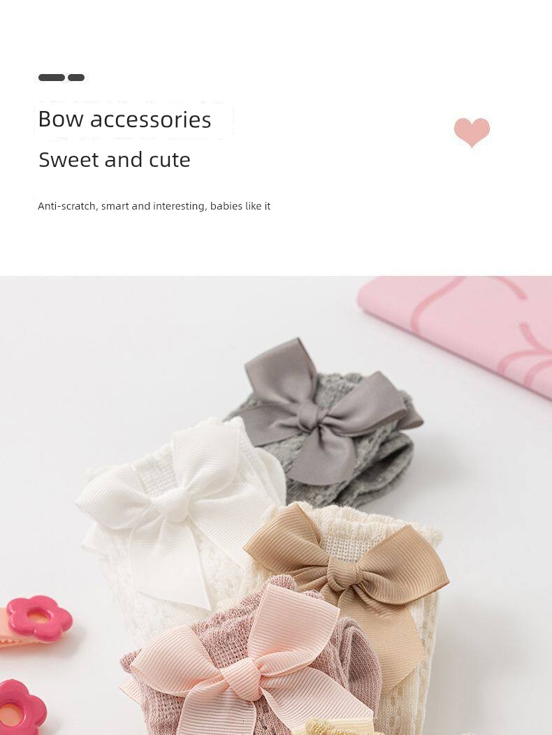 Baby Socks for Girls, Summer Mesh Breathable Bowknot Cute Anti-Mosquito Socks, Over-The-Knee Loose Fit That Doesn'T Squeeze the Legs — 4