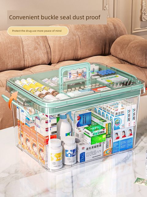 Multi-layer large capacity home transparent household medicine box medicine portable first aid medical care classification storage small medicine box