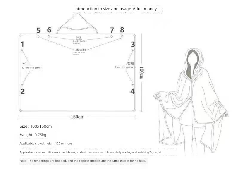 Cloak type monolayer enlarge Waist protection keep warm blanket Shawl