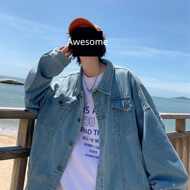 tide Europe and America hiphop work clothes Jacket easy Cartoon