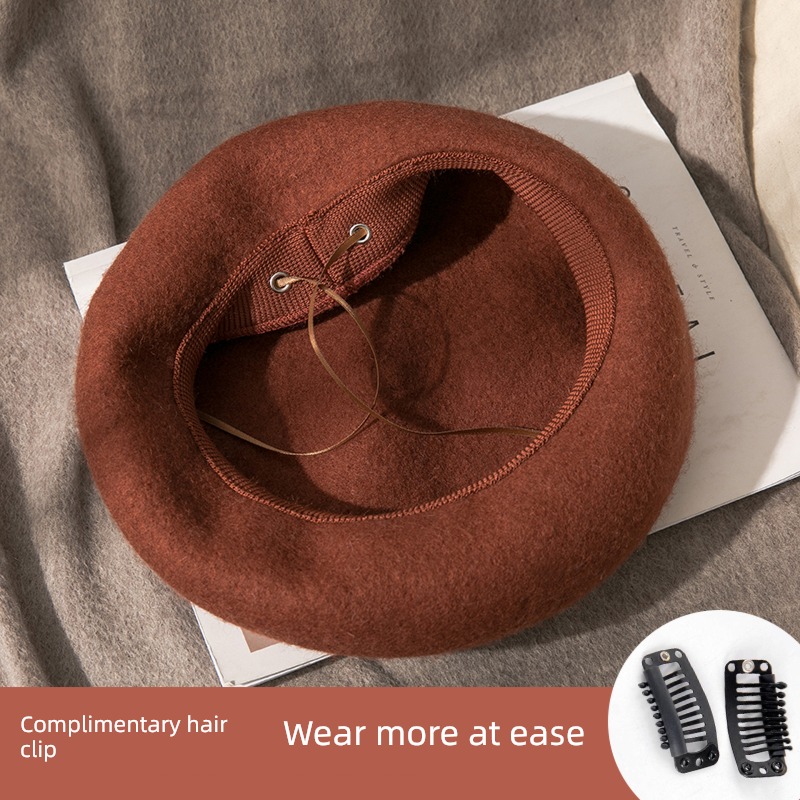 solar system Autumn and winter female Retro Wool Beret Hat