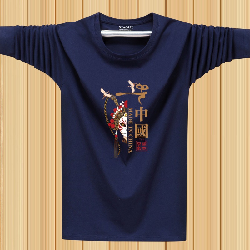 Chaopai Chinese style Xinjiang cotton man Long sleeve T-shirt