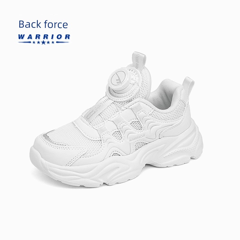 Warrior Kids Campus Rotating Buckle Breathable White Shoes — 3
