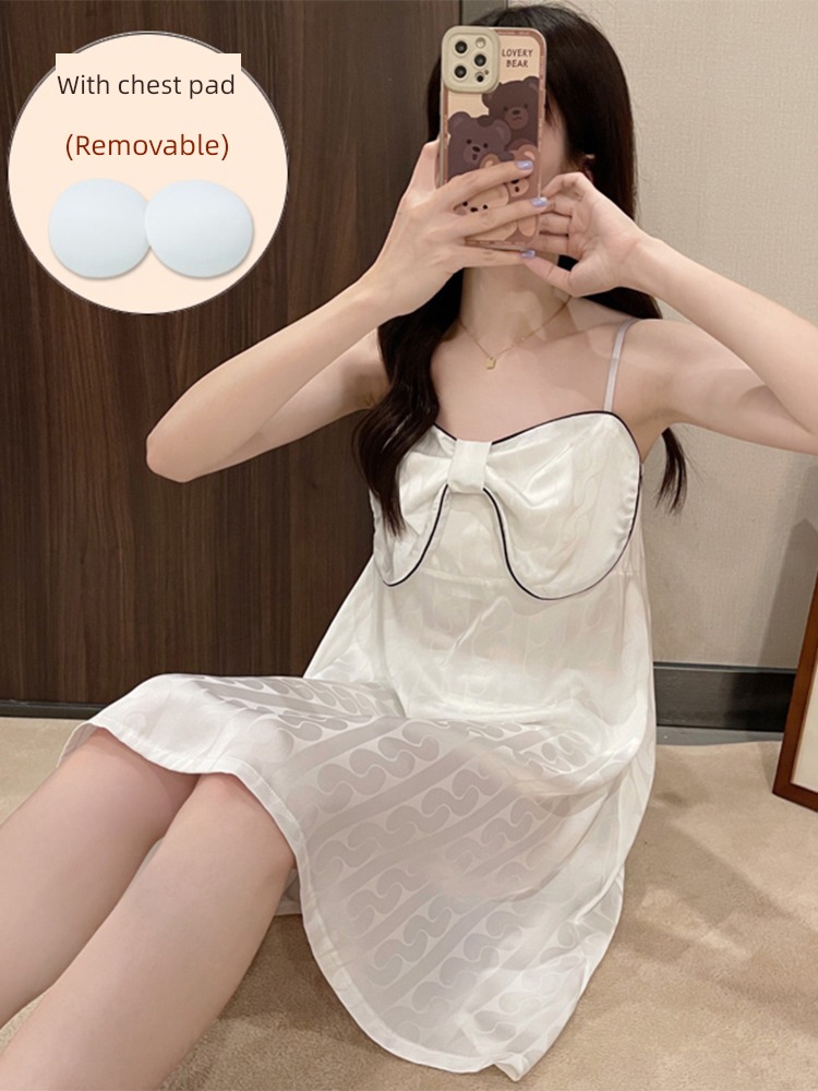 Ice silk summer sexy bow Home Furnishing camisole Nightdress
