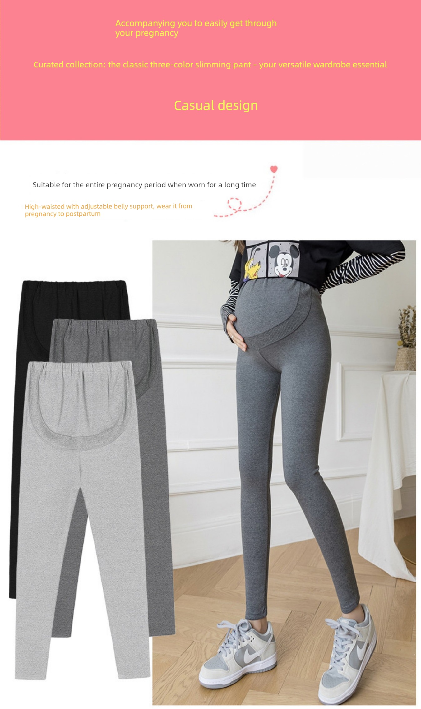 Maternity Pants for Autumn, Thin Fleece, Outerwear, Belly Support Pants, Trendy Mom Style, Non-Tightening on the Belly during Pregnancy, Winter — 2
