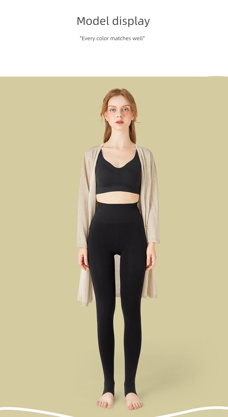 spring and autumn Thin money Plush black pressure Thin legs Leggings