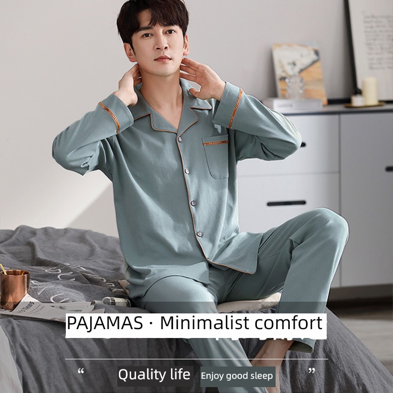 NGGGN man pure cotton Big size youth Autumn and winter pajamas