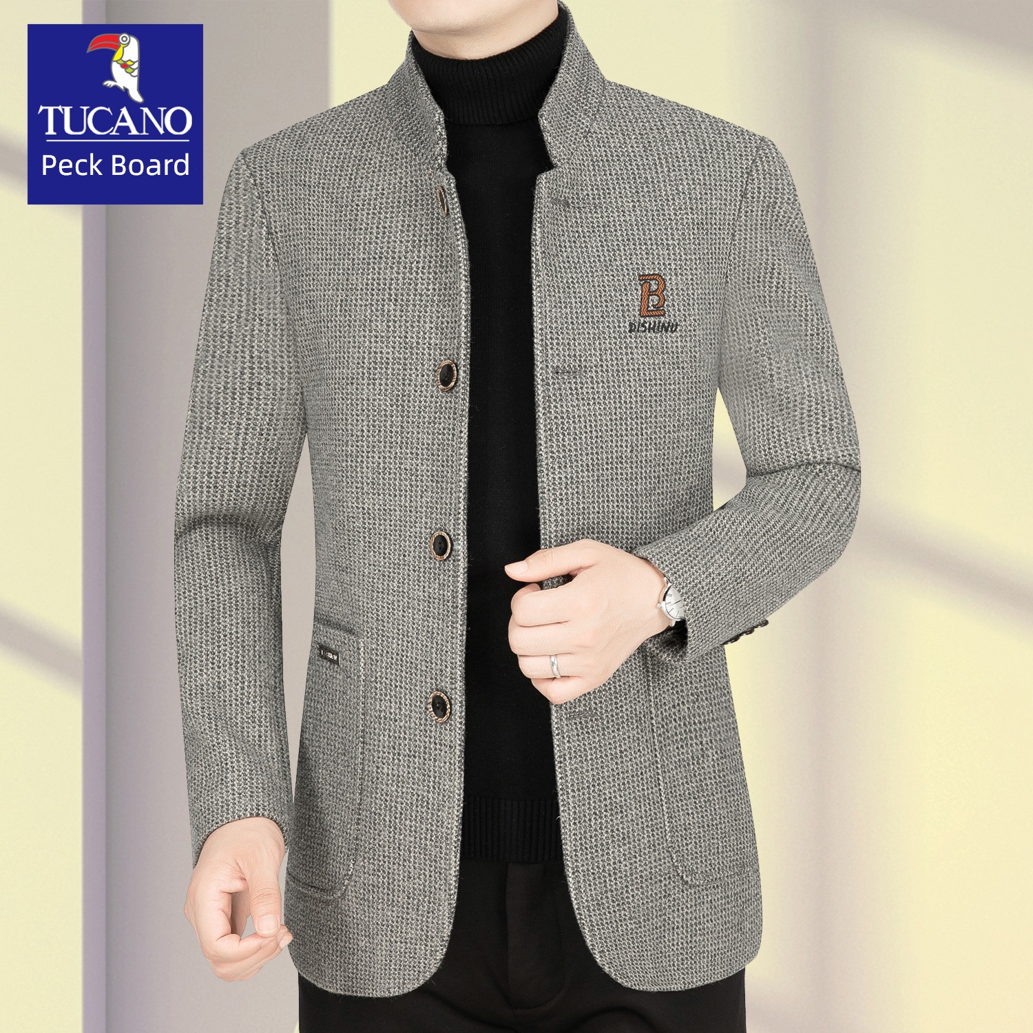 Woodpecker high-end Spring and Autumn winter clothes man loose coat