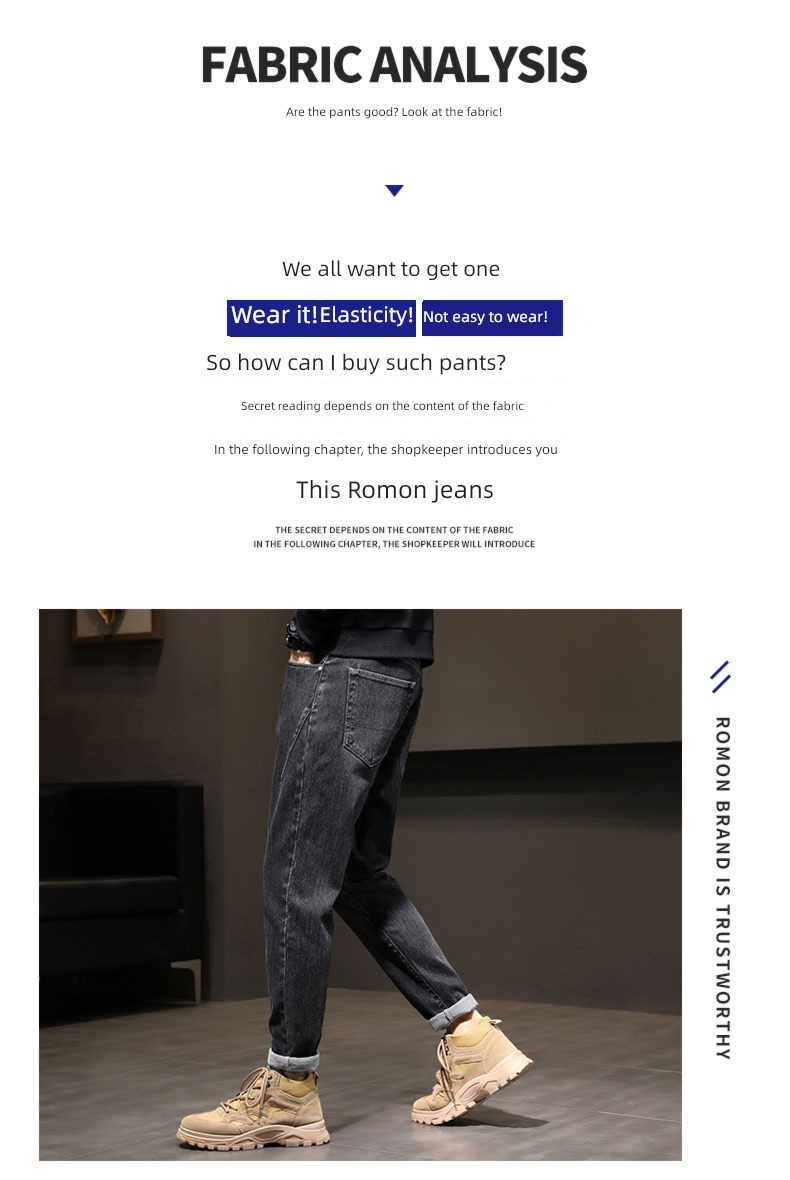 Romon Spring and Autumn Thick style winter man Jeans