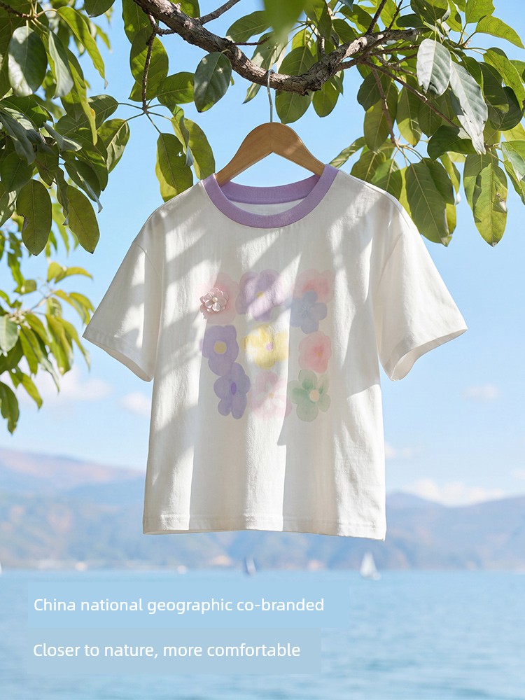 Semir Children's Short-Sleeve T-Shirt 2025 Summer New Style Comfortable Loose Printed Girls' Clothing with a Unique Design — 3