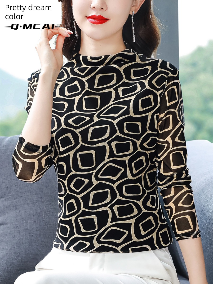 T-shirt Women Long sleeve jacket Undershirt printing Gauze