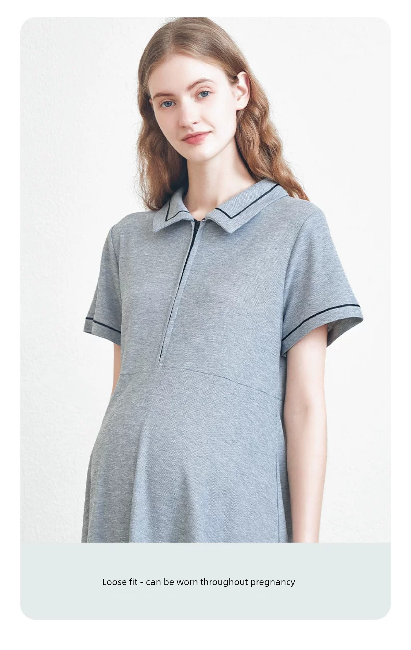 American Fisher Pregnant Women Dress Summer Plus Size Loose Polo Collar Tops Small Short Sleeve New Arrival Maternity — 19