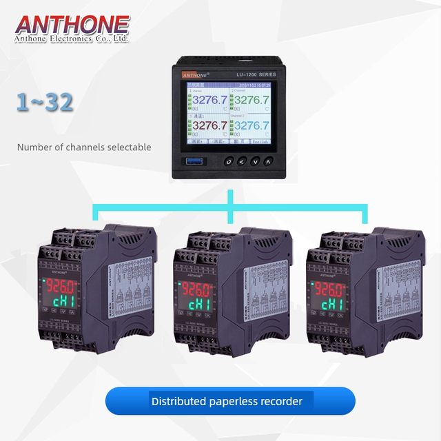 ANTHONE Paperless Recorder Industrial Grade Temperature 16 24 32 Multi-channel Distributed Paperless Recorder