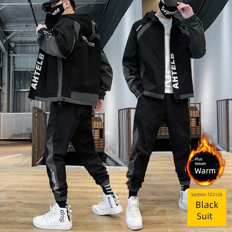senior high school student Autumn and winter Big size thickening Sports suit