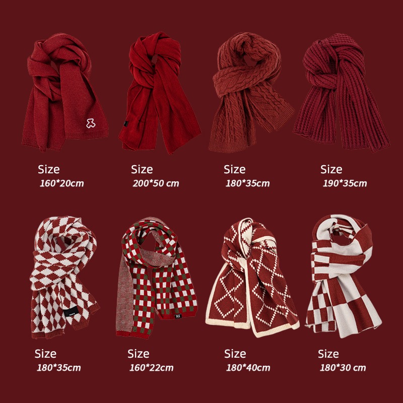 female winter Versatile Christmas gift claret scarf