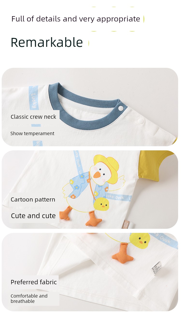[Short Sleeve Clearance] Children's Short Sleeve T-Shirt Summer Trendy Brand Simple Cartoon Fashion Brand Kids' Clothing Baby Half Sleeve — 9