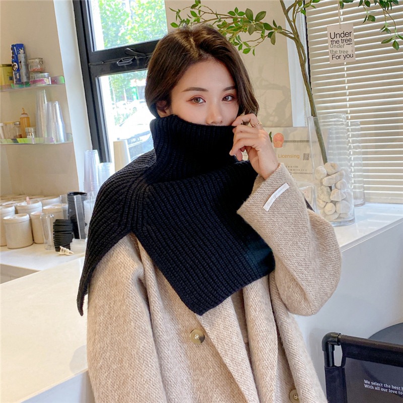 High collar Fork female winter Versatile Wool knitting scarf