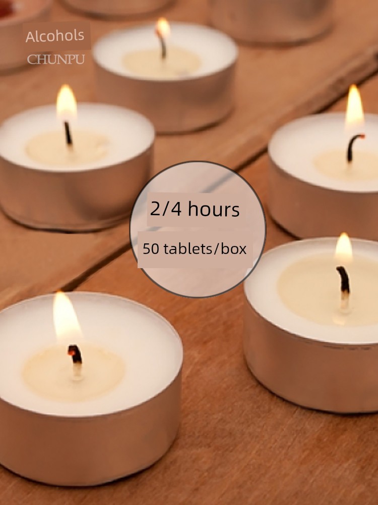 Smoke-Free White Small Candle 24 Hours Heating Tea Making Insulation Aromatherapy Fire Paint Hotel Holiday Romantic Western Food Birthday