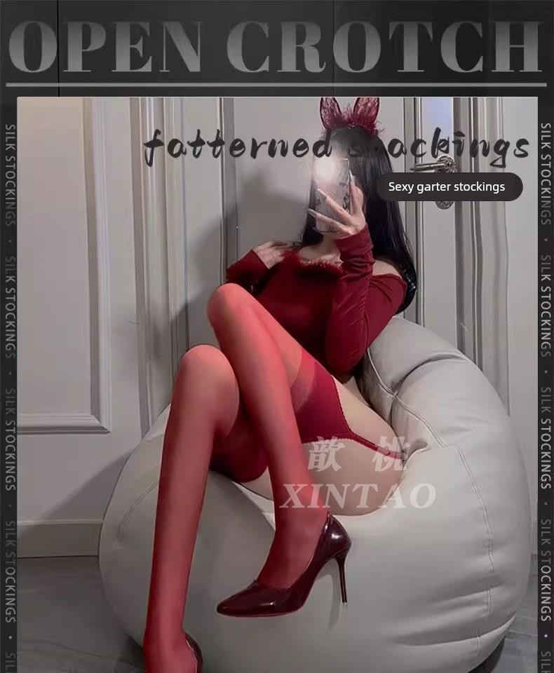 Sexy Black Stockings with Long Straps, One-Piece Stockings over the Knee, Lace Trim, Ultra-Thin Anti-Snag Stockings for Women, Suitable for Spring and — 1