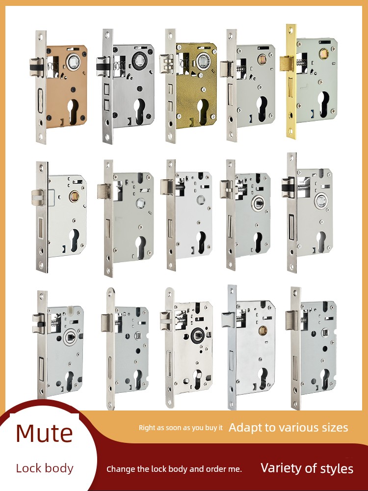 Bedroom Door Lock Wooden Door Lock Cylinder Lock Body For Home Indoor Bolt Accessories Universal Room Lock Cylinder Lock Mute