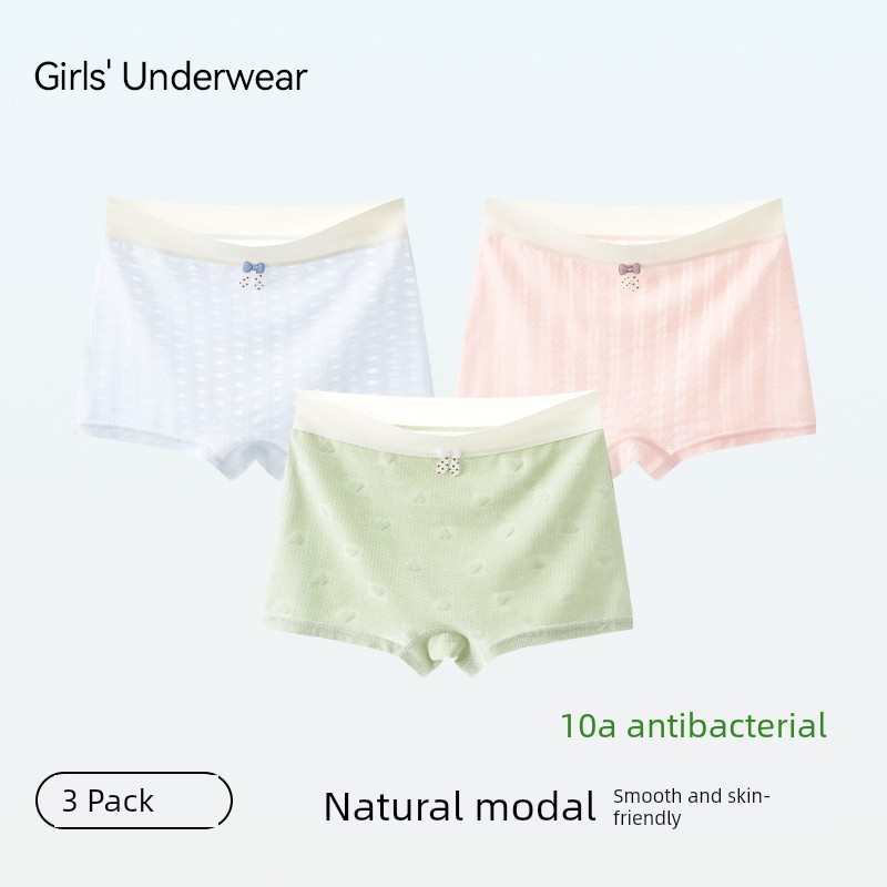 Girls' Underwear, Ice Silk Modal, Medium and Large Children's Boxer Briefs, Summer Thin Style, for Teenagers in the Developmental Period, 12 Years Old — 3
