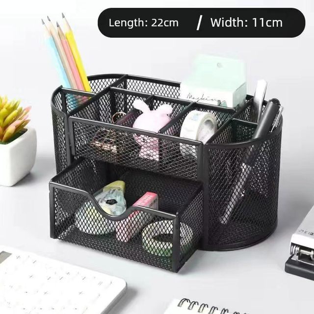 Metal pen holder bucket creative simple seven-grid stationery finishing box office supplies desktop storage box