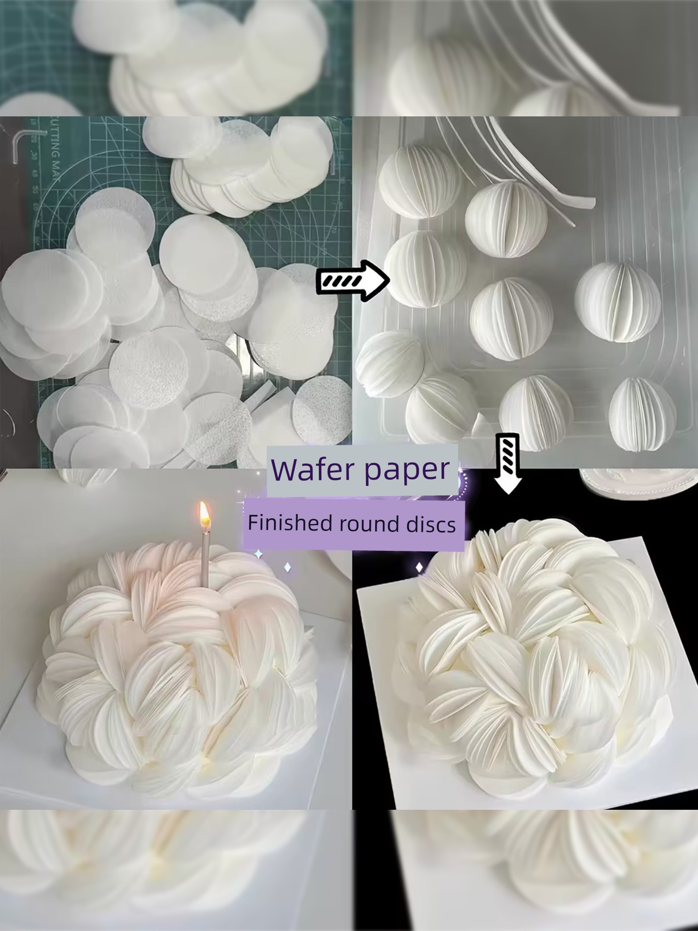 High-End Atmospheric Birthday Cake Decorations for Girls, Goddess-Themed, Round Wafer Paper, Rice Paper Flower Petals Inserts