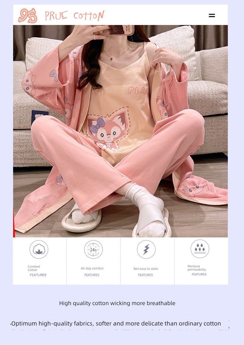 female animal camisole pure cotton Can be worn out spring and autumn pajamas