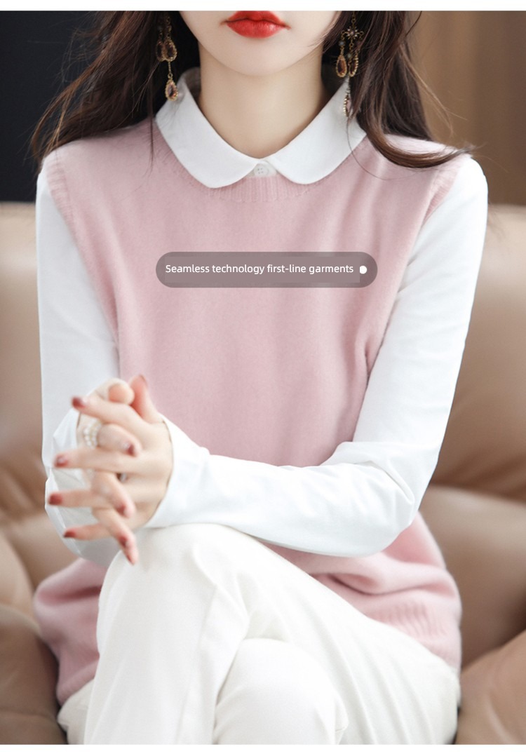Round neck Vest female spring and autumn waistcoat vest frontline Ready to wear
