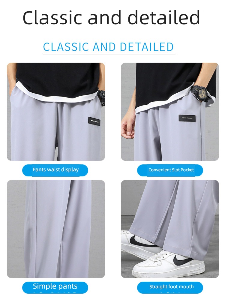 NGGGN Spring and Autumn leisure time Broad leg black trousers