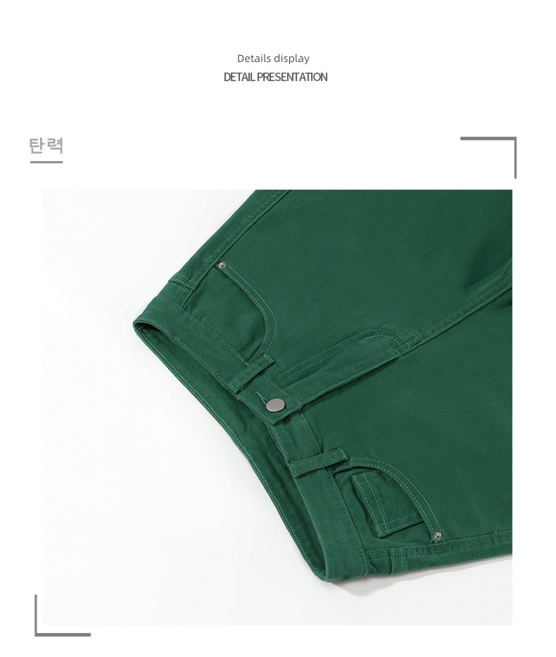 2022 The new High waist leisure time green Denim shorts