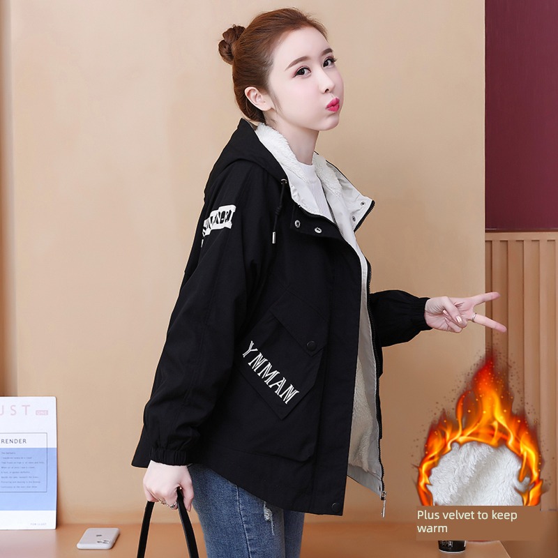 Lamb hair leisure time Jacket Plush clothes loose coat