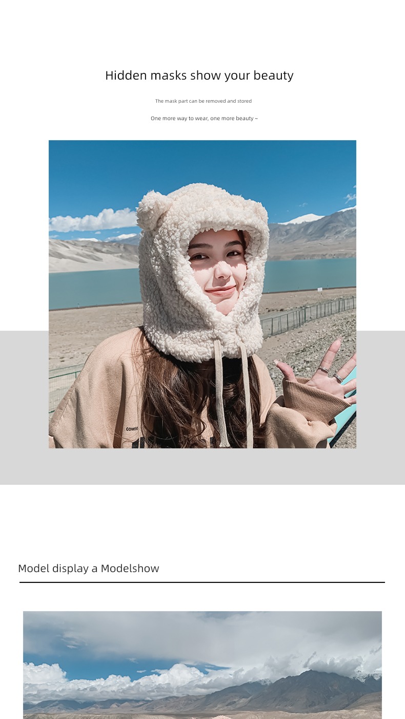 lovely female winter Cycling Hat scarf Plush Mask