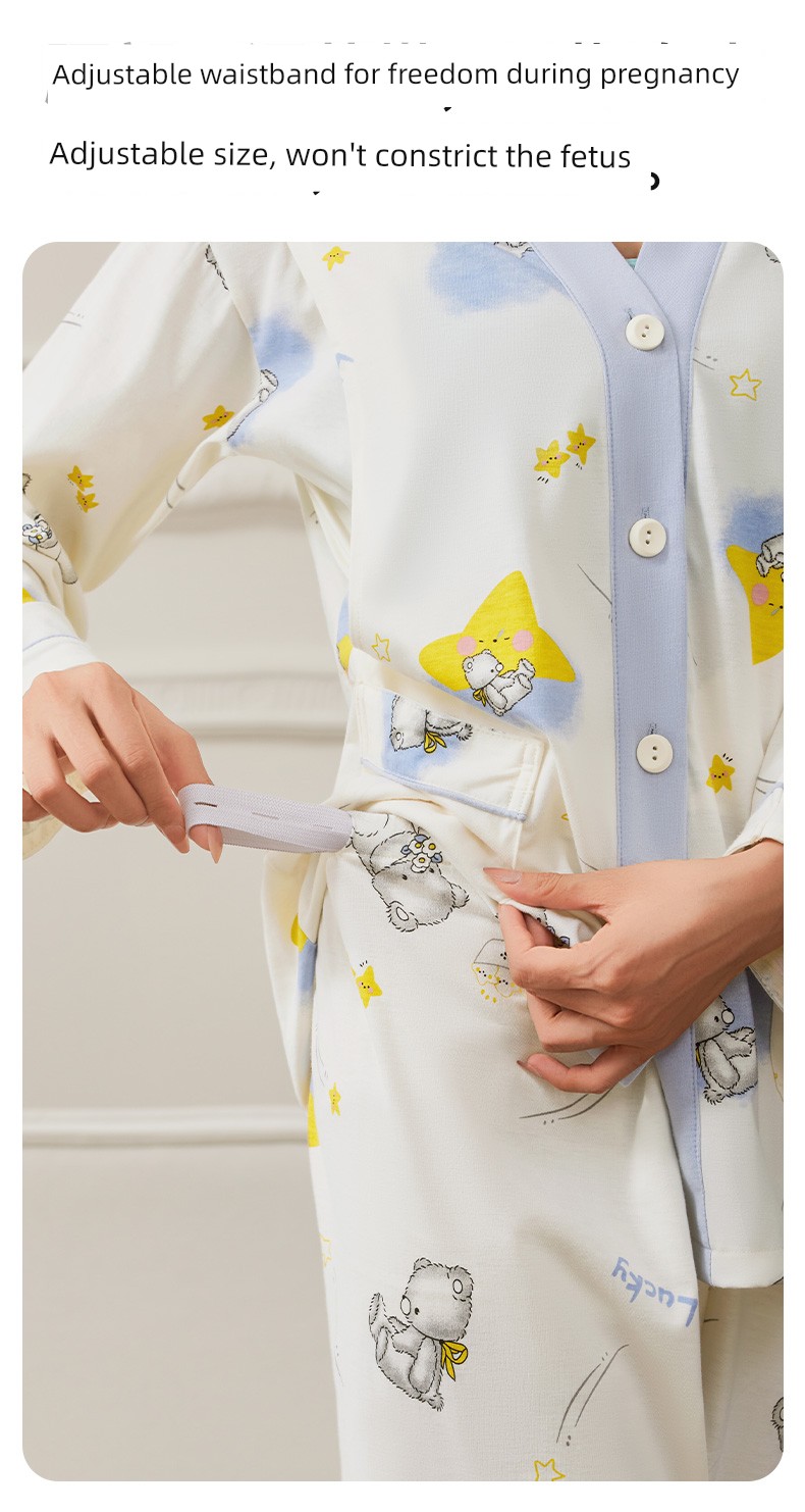 Postpartum Clothing Spring and Autumn Maternity Home Wear Set Plus Size Nursing Pajamas for Pregnant Women Summer — 13