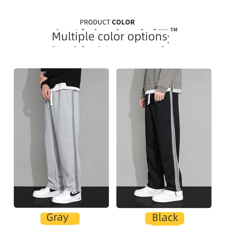 Pure cotton knitting Broad leg Drawstring leisure time man trousers