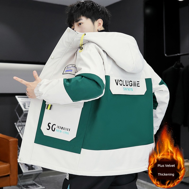 tide winter Plush thickening junior high school student Autumn clothes loose coat