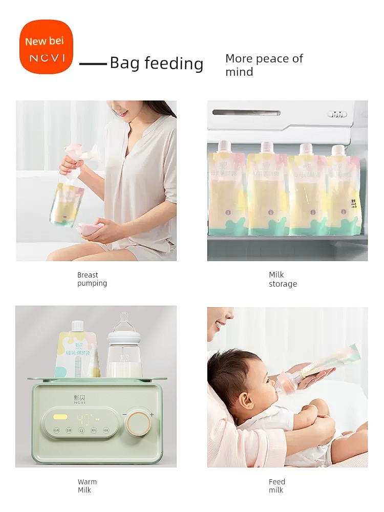 XENBEA Breast Milk Breastmilk Storage Bags Fresh-Keeping Connection Breast Pump Storage Milk Bag Milk Direct Connection Direct Suction Breastmilk Storage Bags