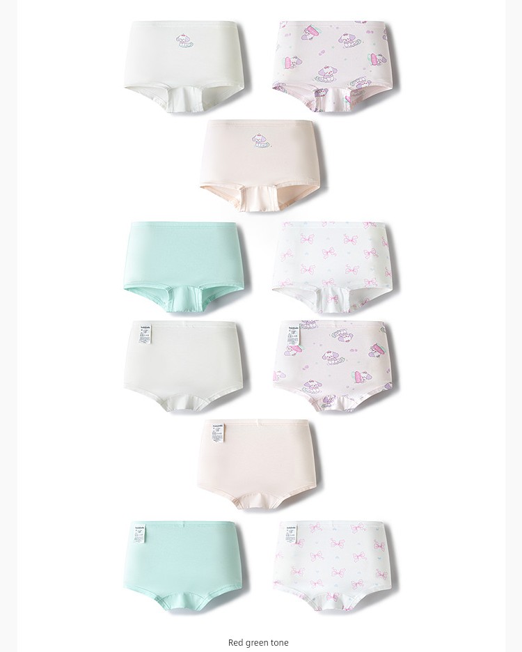 Balabala Children's Underwear, All-Cotton, Class A, Girls' Boxer Shorts, Toddler and Big Kids' Four-Corner Briefs, Baby-Friendly, Non-Binding — 61
