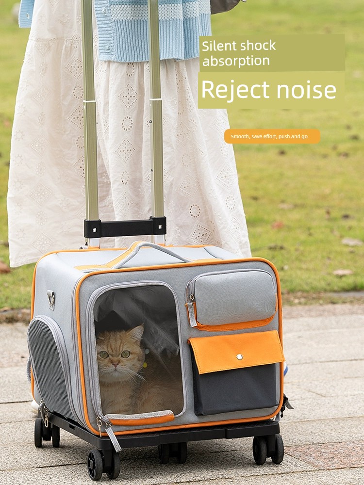 寵物拉杆箱貓包外出便攜貓咪行李箱透明大號貓咪小推車狗狗太空艙