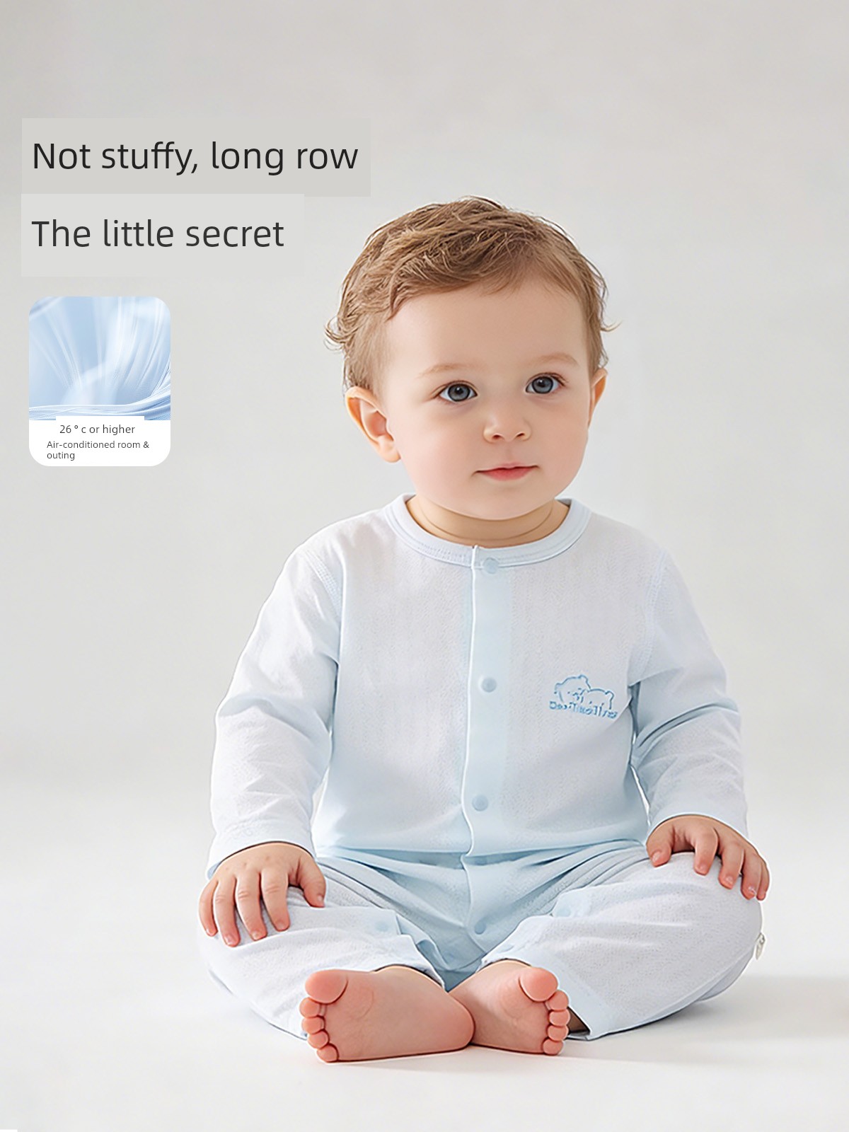 Jq Jingqi Baby Summer Thin Jacquard Romper Long Sleeve Air Conditioning Suit for Boys and Girls Newborn Base Layer Jumpsuit — 3